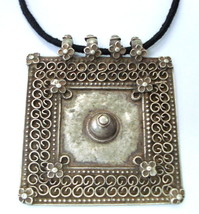 vintage antique tribal old silver pendant necklace handmade jewelry gypsy - $266.31