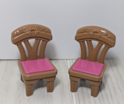 Fisher-Price Loving Family Dollhouse Brown Pink Kitchen Dining room Chai... - $6.92