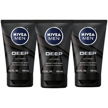 Nivea Men DEEP Cleansing Beard and Face Wash, Enriched with Natural Charcoal, 3  - £43.15 GBP