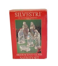 Vintage Silvestri Iridescent Glass Christmas Nativity Set in Original Box NEW  - £27.40 GBP