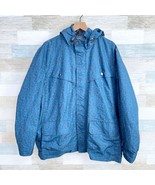 Lands End Hooded Rain Jacket Blue Aztec Print Full Zip Mesh Lined Mens X... - £38.93 GBP