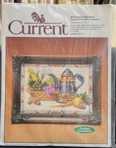 Vintage Current Counted Cross Stitch Kit Kitchen Harvest 7131-7 NIP 1982 - $8.83