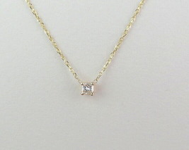 Princess Cut Diamond Necklace 0.13CT 14K Gold Natural Diamond SI1 G Color - £293.62 GBP