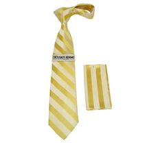 Men's Stacy Adams Tie and Hankie Set Fancy Woven Silky Satin #SAT83 Yellow image 3