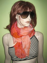 Vintage Women&#39;s Ladies Echo Orange Tone Shade Color 90s Fashion Scarf Wrap - £19.65 GBP