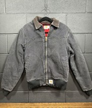 Vintage Carhartt Santa Fe Western Jacket J13 BLK Quilted Flannel Lined Men&#39;s M - £169.18 GBP