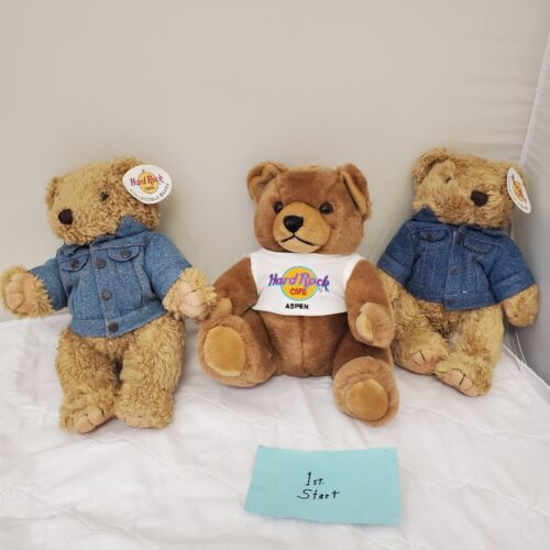 Set of 3 Hard Rock Cafe Barcelona 11" Plush Bear - £15.48 GBP