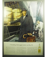 1958 Schweppes Tonic Water Ad - Unloading Schweppes elixir on Pier 92 - £14.55 GBP