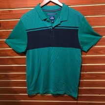 NEW Men&#39;s Performance Cotton Blend Pique Polo Shirt Colorblock Golf Gree... - £11.81 GBP