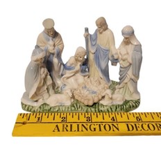 Vintage Small 1 Piece White Blue Porcelain Nativity Holy Family + Wise M... - £15.58 GBP