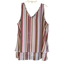 Lane Bryant Womens Top Size 24 Multicolor Striped Layered Sleeveless Blouse - $17.70