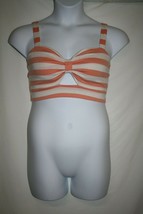 Zenana Outfitters Misses MEDIUM Orange White Striped Keyhole Chest Halte... - $7.75