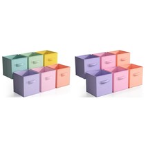 Sorbus 11 Inch Cube Storage Bins Bundle - Set of 6 Pastel Rainbow Bins &amp; Set of  - £69.56 GBP