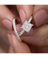 2Ct Princess Cut Simulated Diamond Bridal Wedding Ring Set 925 Sterling ... - £48.15 GBP