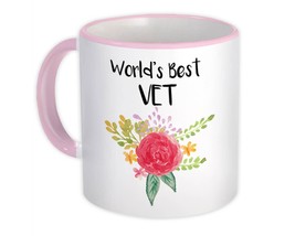 World&#39;s Best VET : Gift Mug Work Job Cute Flower Christmas Birthday - £12.74 GBP