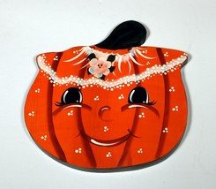 Hand Painted Jack O&#39;Lantern Pumpkin Wall Hanger  8&quot;x8&quot; Halloween Seasona... - £7.90 GBP