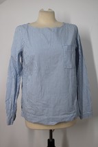 J. Crew Factory L Blue White Stripe Popover Top Shirt Pocket AD455 - £20.05 GBP