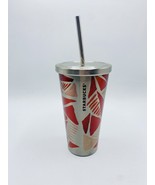 Starbucks Coffee 16 oz Stainless Steel Tumbler Cup Silver Red 2014 Rare - $27.10 CAD