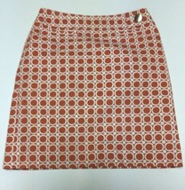 Ann Taylor Petites Sz. 2 Orange W/ Ivory Circle Geometric Print Skirt - £11.92 GBP
