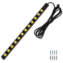 12 Outlet Long Metal Power Strip, 15 Ft Cord Surge Protector, Angled Flat Plug,  - £58.01 GBP