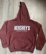 Authentic Hershey Chocolate World Youth Hoodie Size M Brown Pullover Sweatshirt - £12.65 GBP