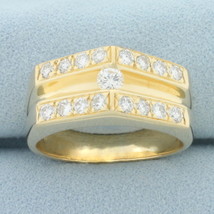 Floating and Pave Set Diamond Ring in 14k Yellow Gold  - £1,266.45 GBP