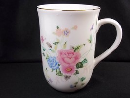 Otagiri porcelain coffee mug florals gold rim 8 oz Japan - £6.59 GBP