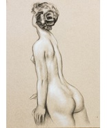  Dibujo original de desnudo femenino pintado a mano al pastel. Cuadro de desnudo - $285.00