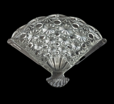 Avon Daisy Button Glass Dish Fan Shaped Trinket Snack Candy Clear Vintag... - $8.99