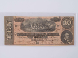 Uncirculated 1864 Confederate States American Currency Richmond 10 dollars - $173.75