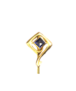 10k Stickpin Square Blue Stone Art Deco C.  1920 Estate Jewelry Timeless... - €83,09 EUR