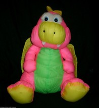 12&quot; Vintage Gibson Greetings Nylon Pink Dino Dinosaur Stuffed Animal Plush Toy - £48.57 GBP