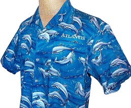 Vintage Atlantis Paradise Island Scorpio USA Hawaiian Aloha Shirt Dolphin Cay L - £67.59 GBP