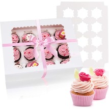 6-Set Cupcake Boxes Hold 12 Standard Cupcakes, Food Grade Cupcake Holder... - £15.21 GBP
