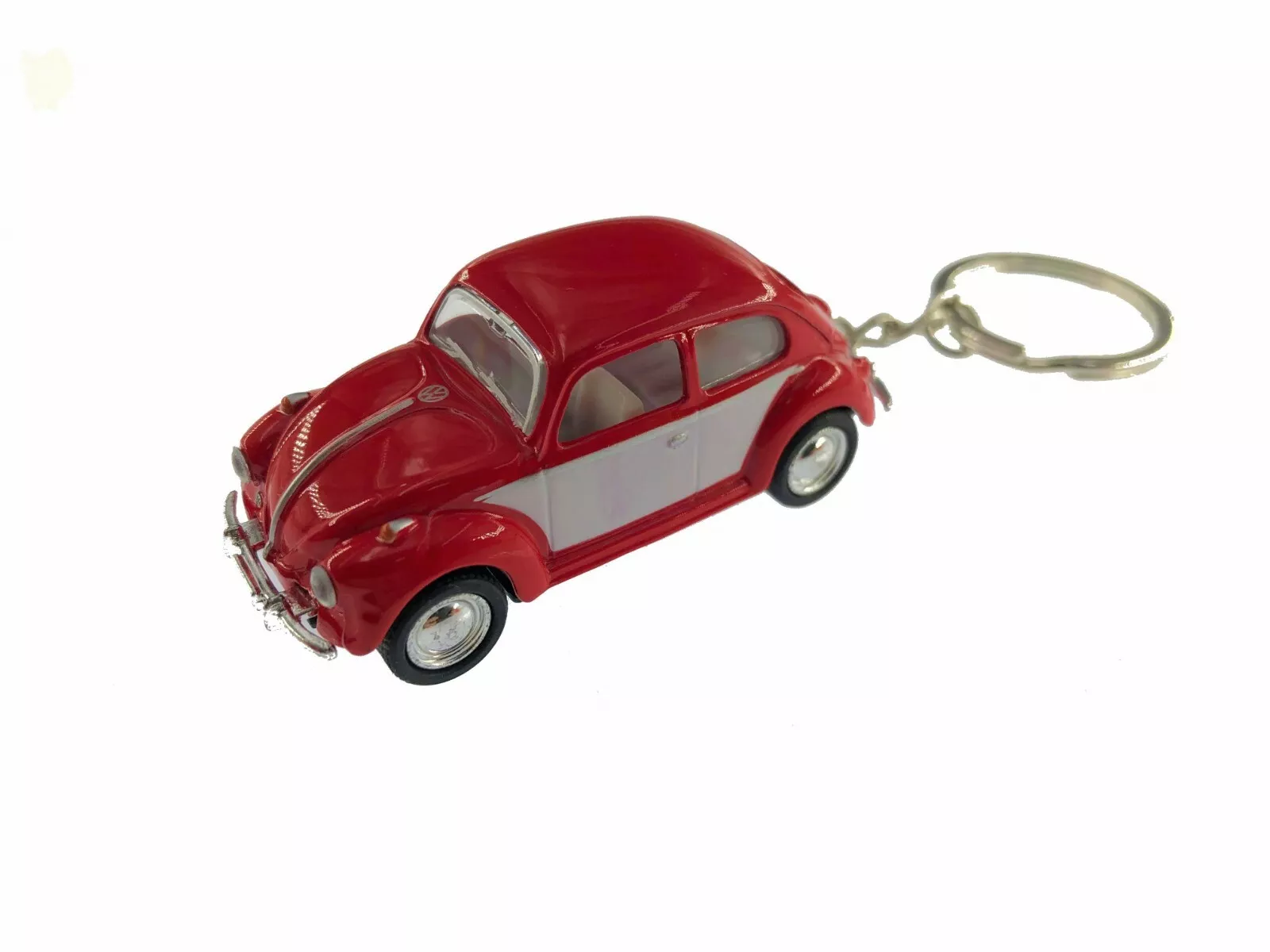 New Diecast 2.5&quot; 1967 Vw Beetle 2 Tone Keychain Diecast Model Toy Car 1:64 Red - £9.24 GBP