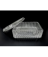 Vintage Cut Crystal Storage Box, 5&quot; x 3.5&quot;, Bars And Squares, Jewelry, C... - £15.37 GBP