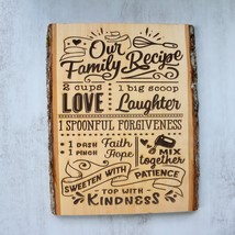 Our Family Recipe Live Edge Board Wooden Decor/Sign 13" tall x 10 1/2" wide - $33.24