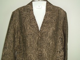 J. Jill Brown Floral Brocade Jacket Blazer Size 6 Career Boho - £15.56 GBP
