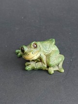 Vintage Stone Critter Littles Green Tree Frog Signed United Design Corp 1988 - £8.90 GBP