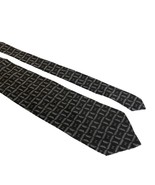 Emilio Romano Silk Tie Geometric Pattern Black Gray Italian Office Work ... - $24.49