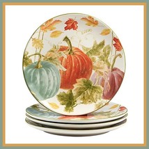 NEW Certified International Set of 4 Autumn Harvest Dinner Plates 11&quot; Earthenwar - £47.95 GBP