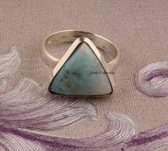 925 Sterling Silver Natural Larimar Gemstone Handmade Ring Jewelry - $11.19+