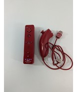 Nintendo Wii Motion Plus RED Remote Controller + Nunchuk RVL-036 Lot WORKS - £22.83 GBP