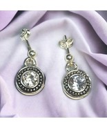 Rhinestone drop on silver stud earrings - $18.00
