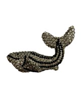 Vintage Richard Kerr Brooch Pin Whale Fish Dolphin Black Silver Rhinestone - $148.49