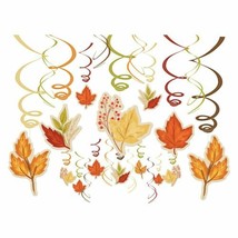 Fall Foliage Leaves 30 Pc Swirl Hanging Decorations Mega Value Pack - $18.80