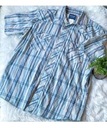 VINTAGE WRANGLER WESTERN PEARL SNAP BUTTON BLUE PLAID SHORT SLEEVE SHIRT... - €25,72 EUR