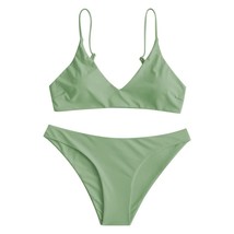 ZAFUL Womens Solid Spaghetti Strap Bralette Bikini Set Two Piece Swimsui... - $18.69