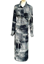 Liz Claiborne Skirt Wrap Blouse 2 Piece Set Size 12 Black White Long Sleeves - £22.57 GBP