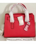 MICHAEL KORS HAMILTON WATERMELON RED PINK SAFFIANO LEATHER EW SATCHEL BA... - $199.99